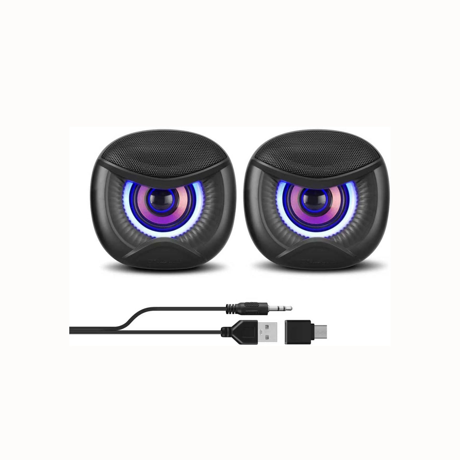 Elimavi USB computer speakers owl design with blue LED lighting