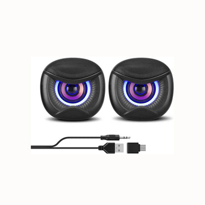 Elimavi USB computer speakers owl design with blue LED lighting