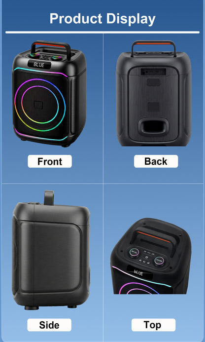 40W 8in Bass+Tweeter Portable Bluetooth Speaker for Home, Outdoor